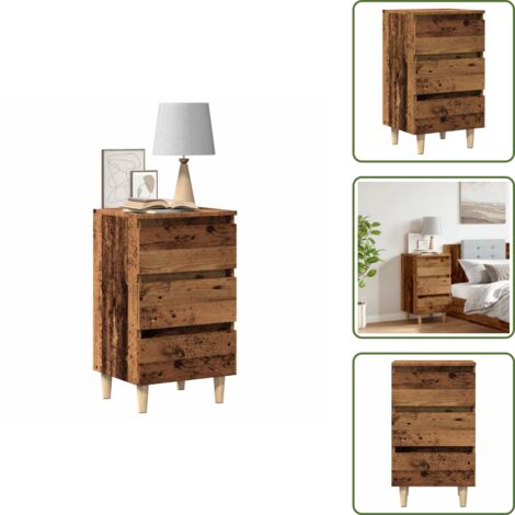 Mesita de noche decorativa - vidaXL Mesita de noche madera de ingeniería envejecida 40x35x69 cm - Mesita de noche con espacio