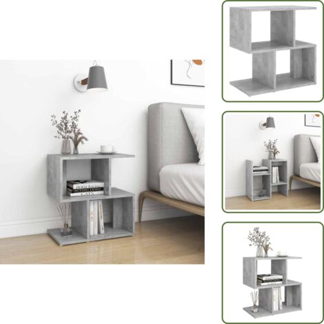 Mesita de noche decorativa - vidaXL Mesita de noche madera de ingeniería gris hormigón 50x30x51,5cm - Mesita de noche para dormitorio