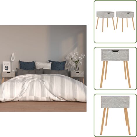 Mesita de noche decorativa - vidaXL Mesitas de noche 2 uds madera de ingeniería gris hormigón - Mesita de noche moderna
