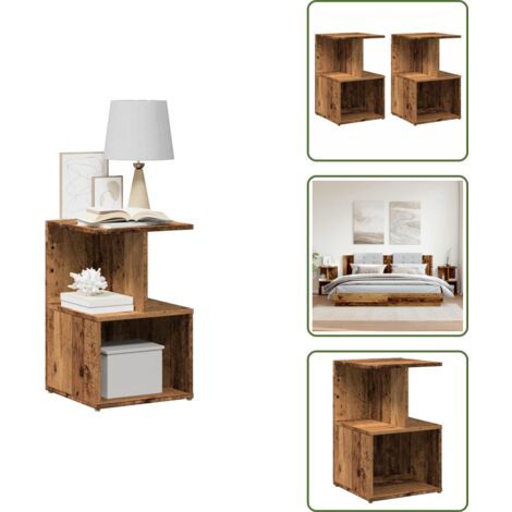 Mesita de noche decorativa - vidaXL Mesitas noche 2uds madera contrachapada madera vieja 35x35x55cm - Mesita de noche para dormitorio