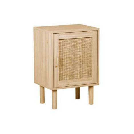 Mesita de noche dormitorio Decor acabado pino/rattan, 58cm(alto) 40cm(ancho) 30cm(fondo).