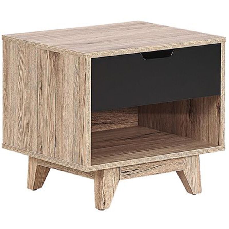 

Mesita de noche en madera clara/negro SPENCER