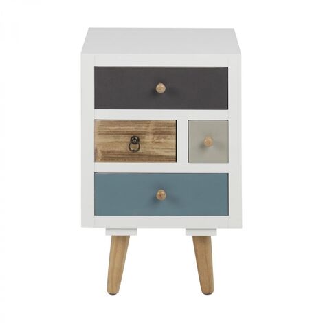 Mesita de noche escandinava multicolor DRAWER - Multicolor