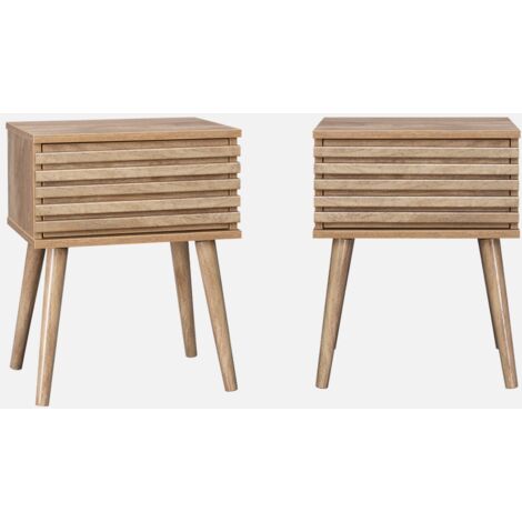 Mesita de noche estilo escandinavo efecto madera, set de 2