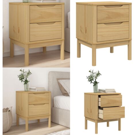 Mesita de noche FLORO madera de pino marrón cera 45x39x57 cm - Madera maciza - Pino