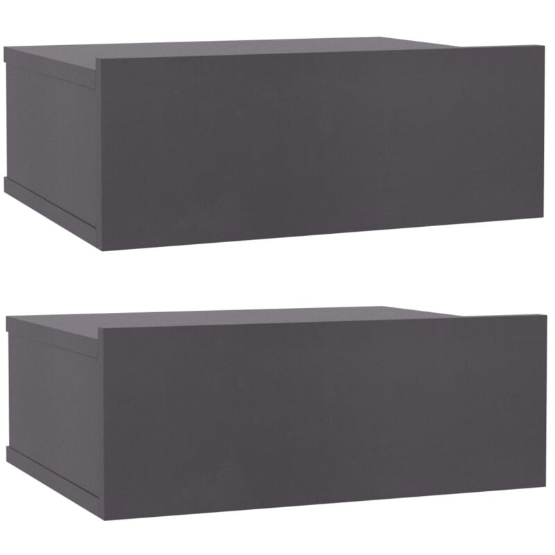 

vidaXL Mesita de Noche Flotante Aglomerado 40x30x15cm Gris 2 Unidades - Gris
