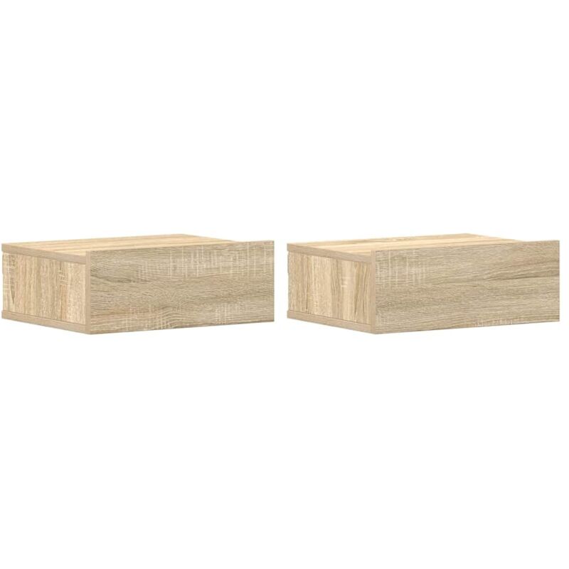 

vidaXL Mesita de Noche Flotante Aglomerado 40x30x15cm Roble Sonoma 2 Unidades - Marrón
