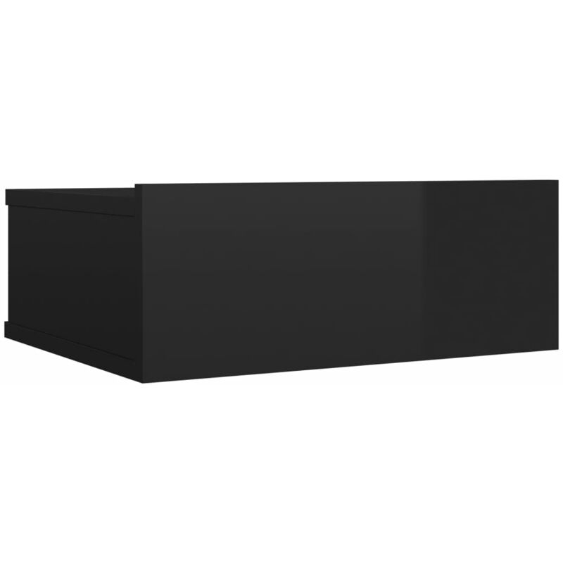 

vidaXL Mesita de Noche Flotante Aglomerado 40x30x15cm Negro Brillante - Negro