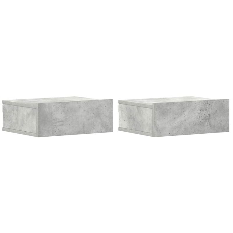 

vidaXL Mesita de Noche Flotante Aglomerado 40x30x15cm Gris Hormigón 2 Unidades - Gris