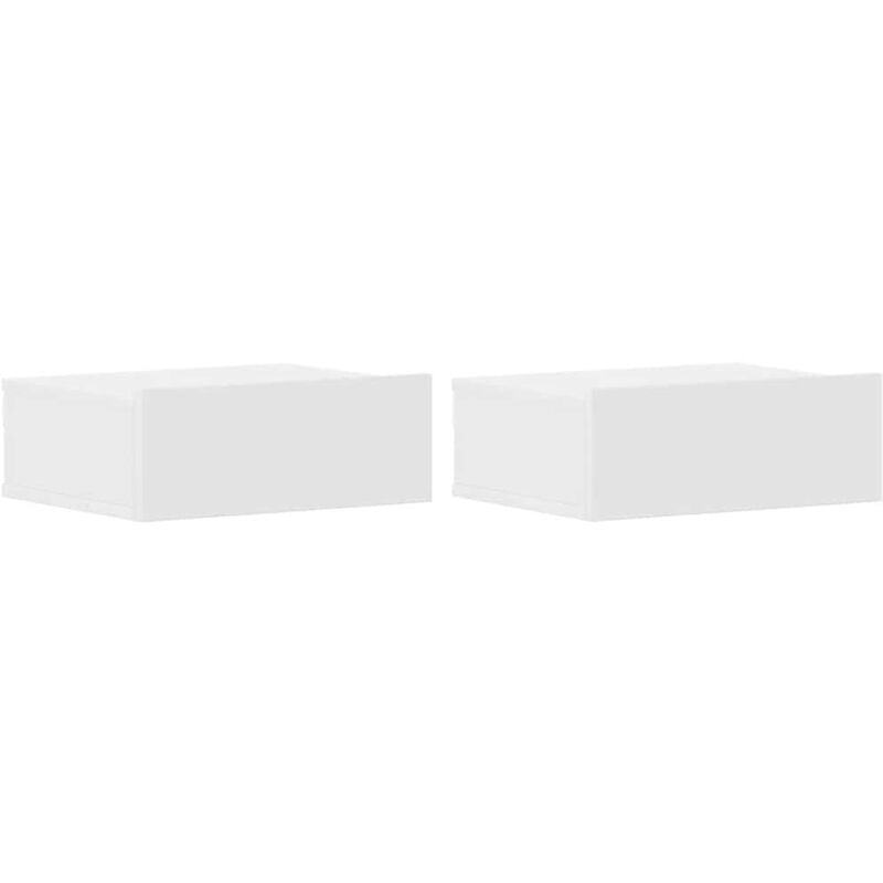 

vidaXL Mesita de Noche Flotante Aglomerado 40x30x15cm Blanco 2 Unidades - Blanco
