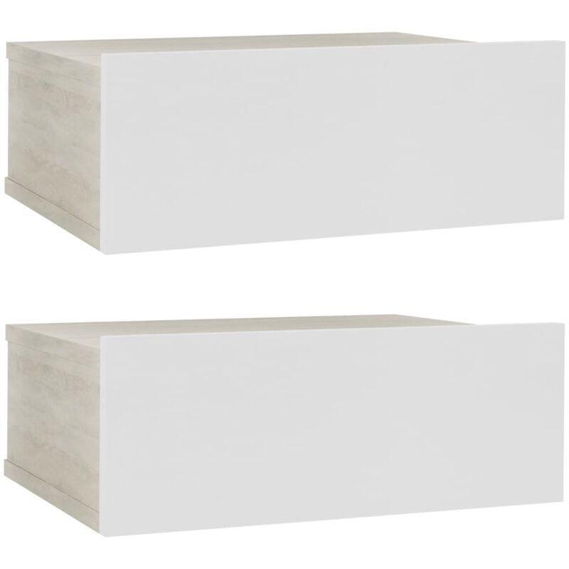 

vidaXL Mesita de Noche Flotante Aglomerado 40x30x15cm Roble Sonoma Blanco 2 Unidades - Multicolor