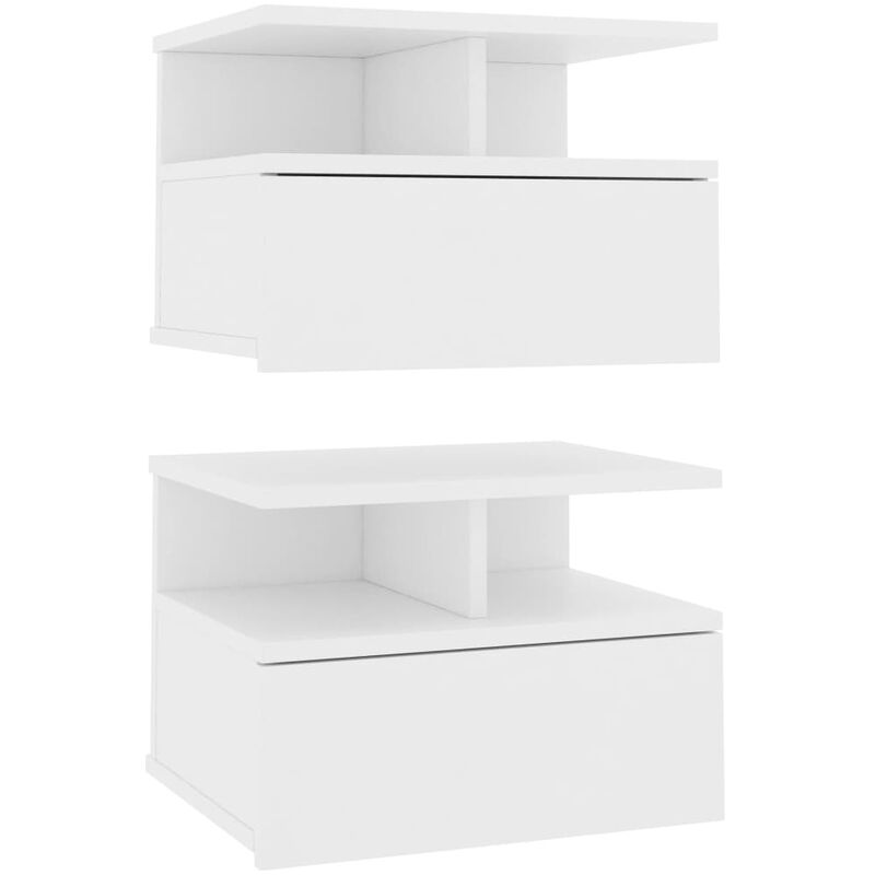 

vidaXL Mesita de Noche Flotante Aglomerado 40x31x27 cm Blanco 2 Unidades - Blanco