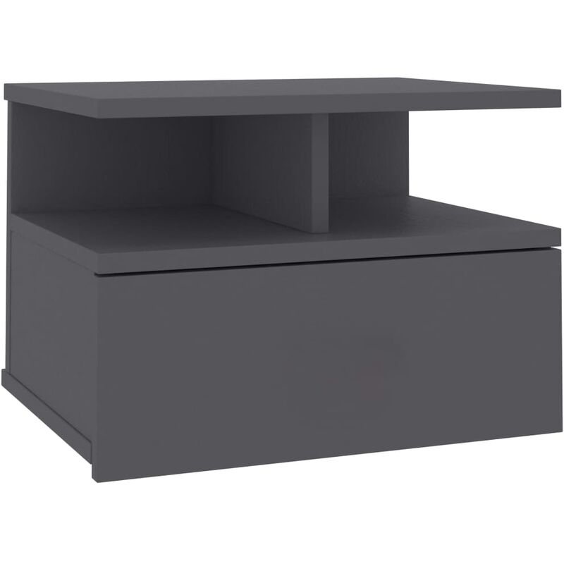 

vidaXL Mesita de Noche Flotante Aglomerado 40x31x27 cm Gris - Gris
