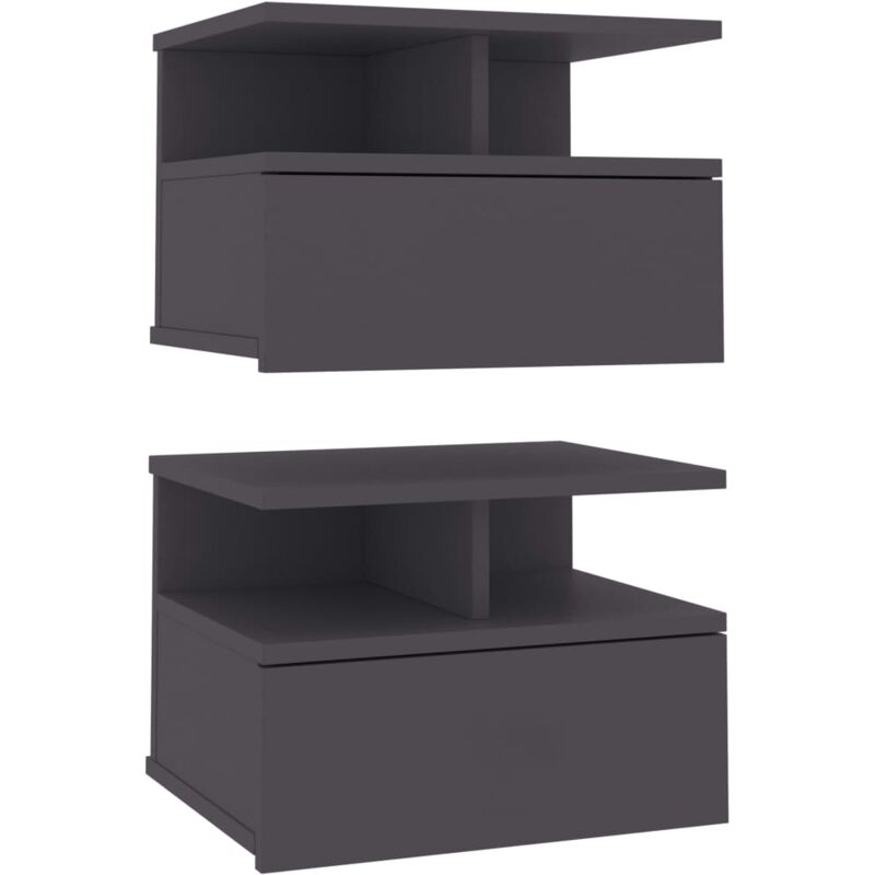 

vidaXL Mesita de Noche Flotante Aglomerado 40x31x27 cm Gris 2 Unidades - Gris