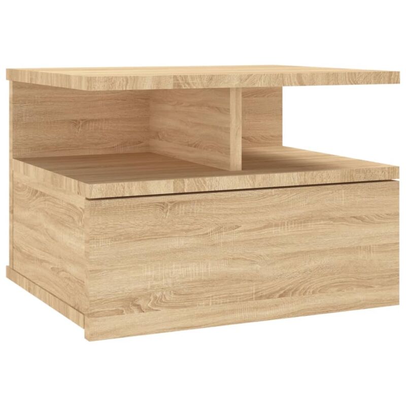 

vidaXL Mesita de Noche Flotante Aglomerado 40x31x27 cm Color Roble Sonoma - Marrón