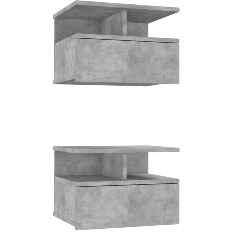 

vidaXL Mesita de Noche Flotante Aglomerado 40x31x27 cm Gris Hormigón 2 Unidades - Gris
