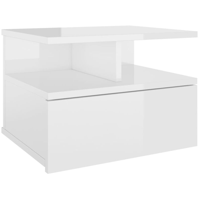 

vidaXL Mesita de Noche Flotante Aglomerado 40x31x27 cm Blanco Brillante - Blanco