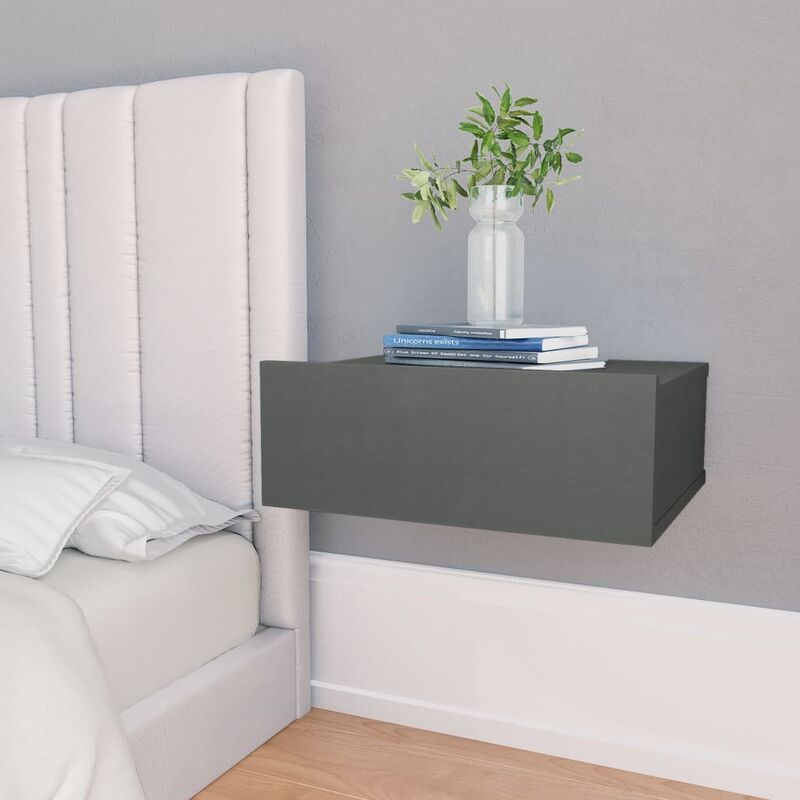 

Mesita de noche flotante aglomerado gris 40x30x15cm