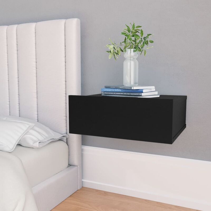 

Mesita de noche flotante de aglomerado negro 40x30x15 cm - Negro