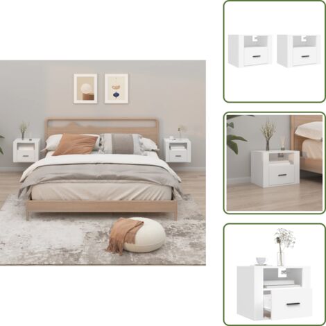 Mesita de noche flotante - vidaXL Mesitas de noche de pared 2 uds blanco 50x36x40 cm - Mesita de noche blanca