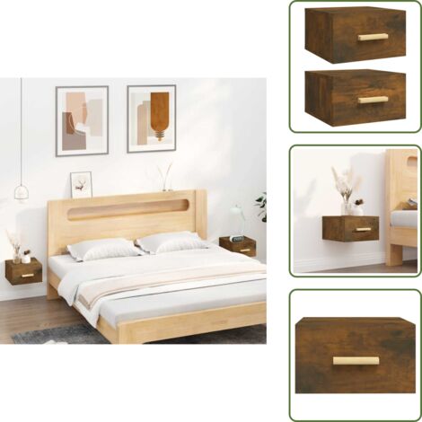 Mesita de noche flotante - vidaXL Mesitas de noche de pared 2 uds color roble ahumado 35x35x20 cm - Mesita de noche para pared