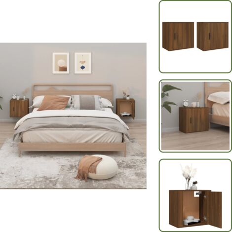 Mesita de noche flotante - vidaXL Mesitas de noche de pared 2 uds roble marrón 50x30x47 cm - Mesita de noche roble