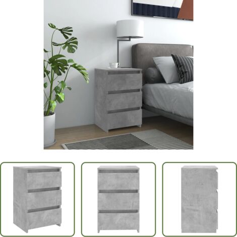 Mesita de noche gris hormigón -  Mesita de noche madera contrachapada gris hormigón 40x35x62,5cm