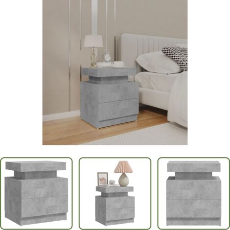 Mesita de noche gris hormigón -  Mesita de noche madera de ingeniería gris hormigón 45x35x52 cm