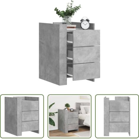 Mesita de noche gris hormigón -  Mesita de noche madera de ingeniería gris hormigón 45x50x65 cm