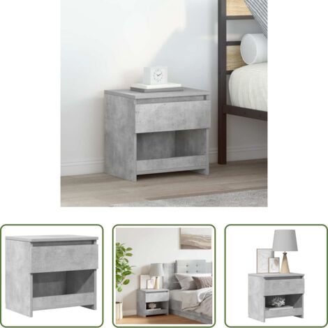 Mesita de noche gris hormigón -  Mesita de noche madera ingeniería gris hormigón 40x30x39 cm