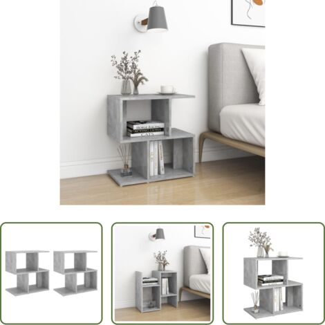Mesita de noche gris hormigón -  Mesitas de noche 2 uds contrachapada gris hormigón 50x30x51,5cm