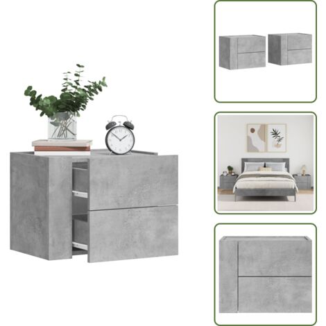 Mesita de noche gris hormigón - vidaXL Mesita de noche de pared 2 uds color gris hormigón 45x30x35 cm -