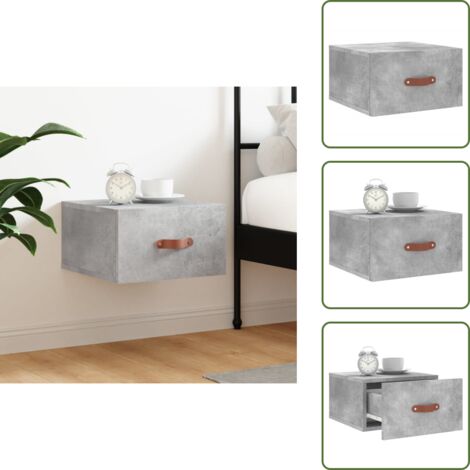 Mesita de noche gris hormigón - vidaXL Mesita de noche de pared color gris hormigón 35x35x20 cm -