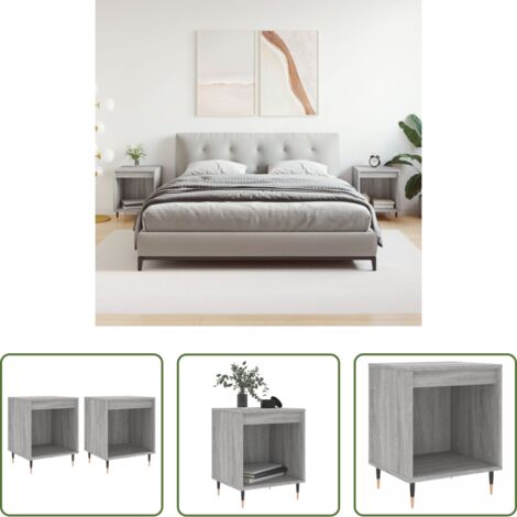 Mesita de noche gris -  Mesita de noche 2 uds madera ingeniería gris Sonoma 40x35x50 cm