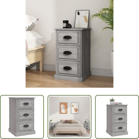 Mesita de noche gris -  Mesita de noche madera contrachapada gris Sonoma 39x39x67 cm