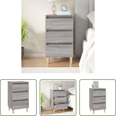 Mesita de noche gris -  Mesita de noche madera contrachapada gris Sonoma 40x35x70 cm