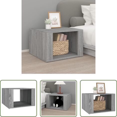 Mesita de noche gris -  Mesita de noche madera contrachapada gris Sonoma 57x55x36 cm