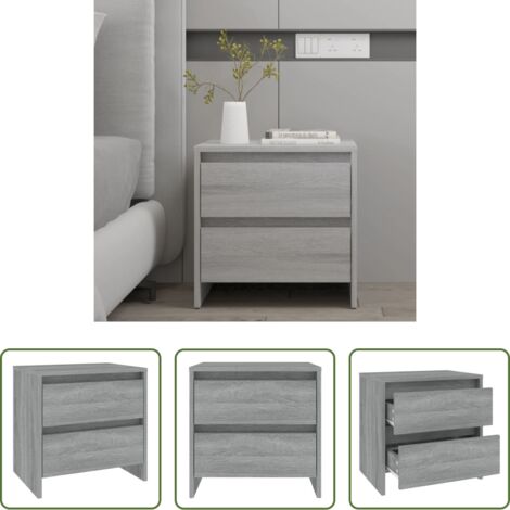 Mesita de noche gris -  Mesita de noche madera de ingeniería gris Sonoma 45x34,5x44,5cm