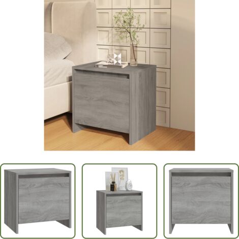 Mesita de noche gris -  Mesita de noche madera de ingeniería gris Sonoma 45x34x44,5 cm