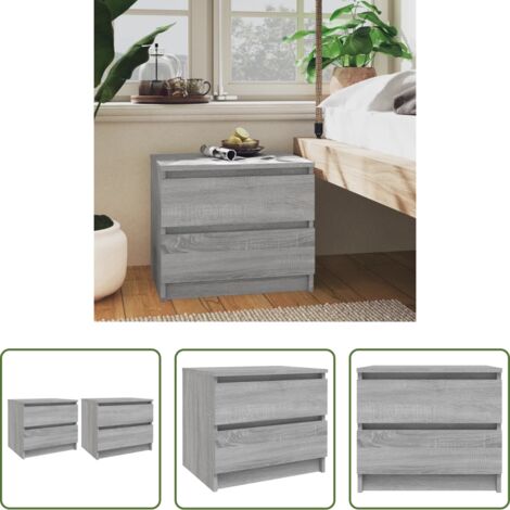 Mesita de noche gris -  Mesitas de noche 2 uds contrachapado gris Sonoma 50x39x43,5 cm