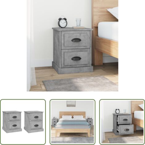Mesita de noche gris -  Mesitas de noche 2 uds madera contrachapada gris 39x39x47,5 cm