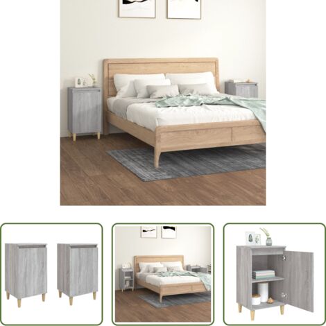Mesita de noche gris -  Mesitas de noche 2 uds madera contrachapada gris 40x35x70 cm