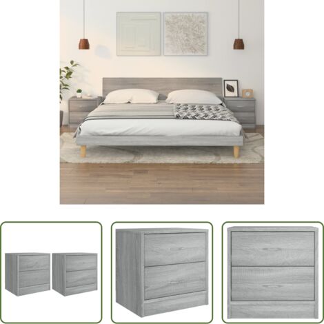 Mesita de noche gris -  Mesitas de noche 2 uds madera ingeniería gris Sonoma 40x30x40cm