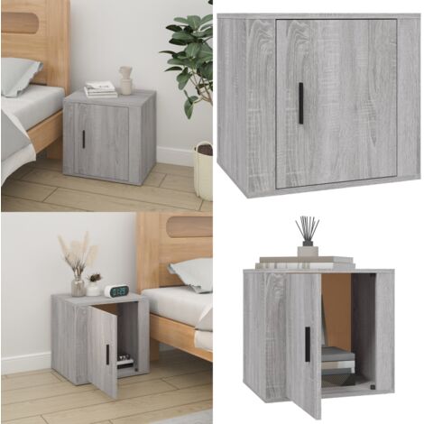 Mesita de noche gris Sonoma 50x39x47 cm - Mesita de noche moderna - Mesita de noche con madera contrachapada