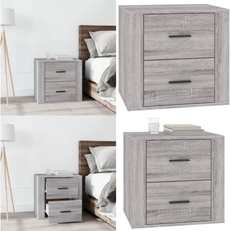 Mesita de noche gris Sonoma 50x39x47 cm - Mesita de noche moderna - Mesita de noche con madera contrachapada