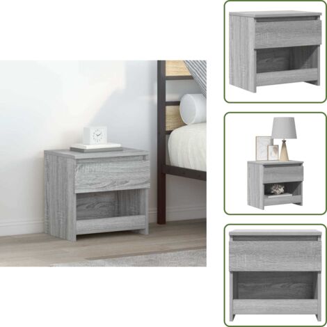 Mesita de noche gris - vidaXL Mesita de noche de madera contrachapada gris Sonoma 40x30x39cm - Mesita de noche decorativa