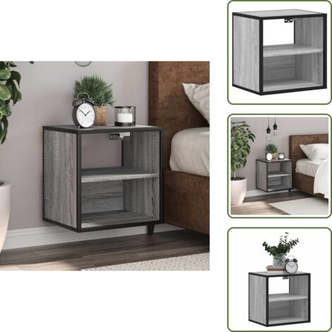Mesita de noche gris - vidaXL Mesita de noche de pared gris sonoma 40x31x39,5 cm - Mesita de noche de madera