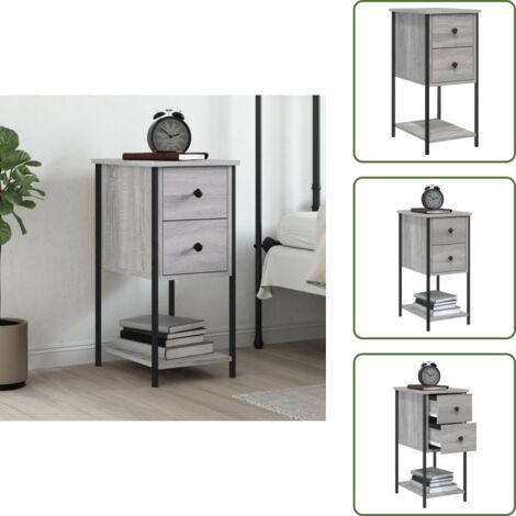 Mesita de noche gris - vidaXL Mesita de noche madera de ingeniería gris Sonoma 32x42x70 cm - Mesita de noche Sonoma