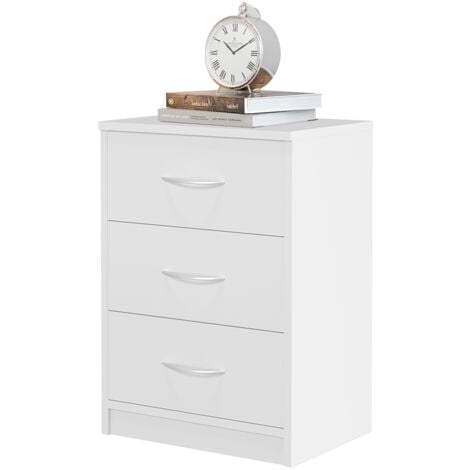 DORMIDAN Mesita de noche, habitación 3 cajones - Blanco
