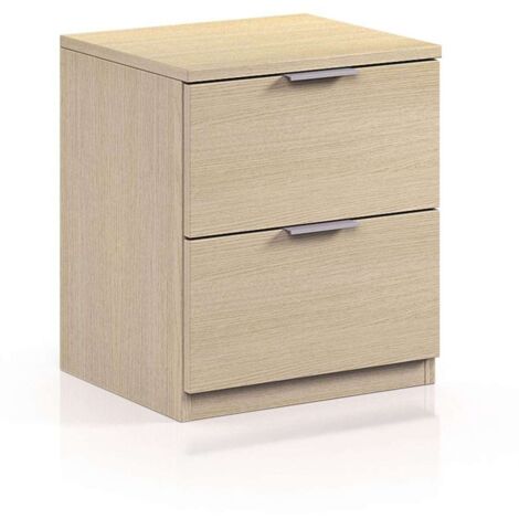 Mesita de noche Hierro 2 cajones acabado roble 45 cm(alto)38 cm(ancho)33.5 cm(fondo)